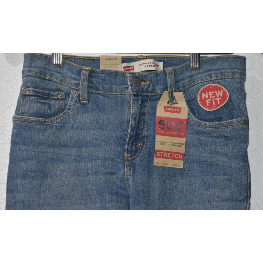 Levi's 502 Taper Stretch Regular Fit Jeans Med. Wash Boy Size 14R 915502 27 X 27 - Picture 13 of 16